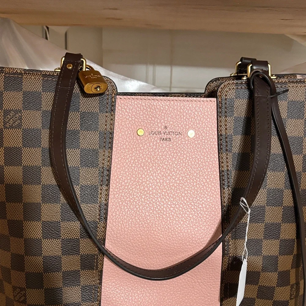 Louis Vuitton Jersey Brown Damier Tote with Pink - Picture 2 of 11